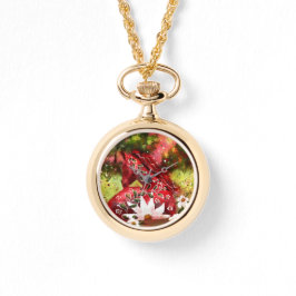 Relógio Daisy Horse Abstrato Art Red White Floral