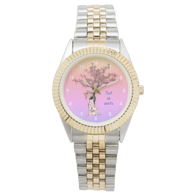 Relógio Dalmaciana Puppy E Borboleta Personalizadas (Frente)