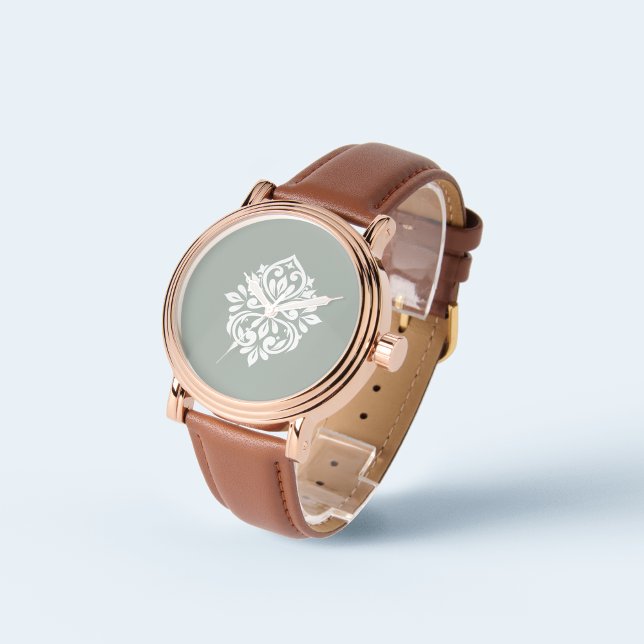 Relógio Damask Ambience Pale Olive (Criador carregado)