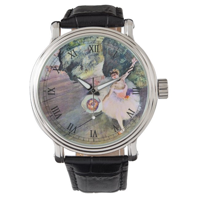 Relógio Dançarina com Buquê de Flores por Edgar Degas (Frente)