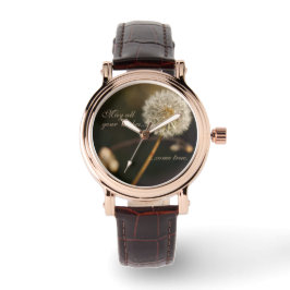 Relógio Dandelion Seed Head em tons castanhos