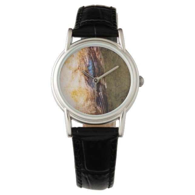 Relógio Dark Moody Feather Abstract Designer Watch  (Frente)