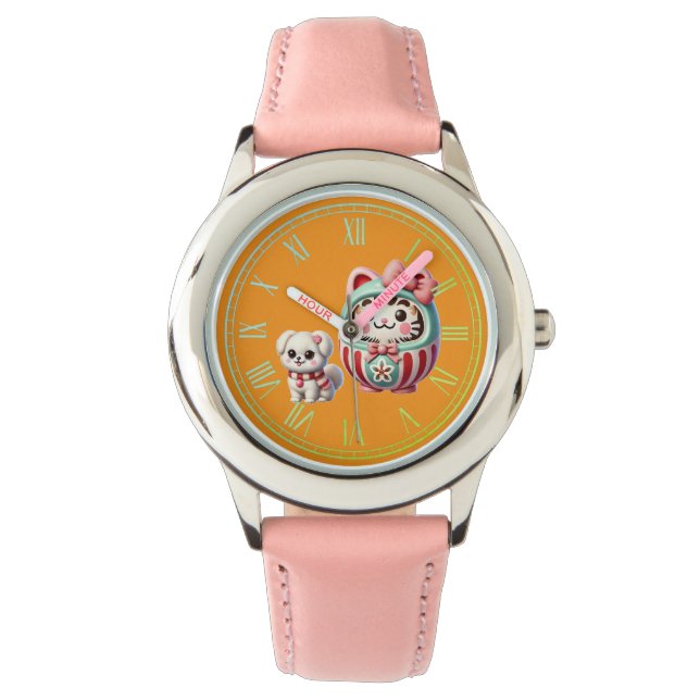 Relógio Daruma com papoila e fita (Frente)