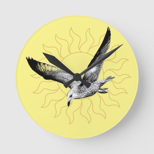 Relógio das paredes estanques e amarelas do sol (Frente)