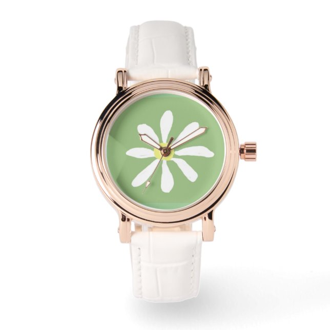 Relógio DaTECY Daisy Watch (Sage Green & White) (Frente)