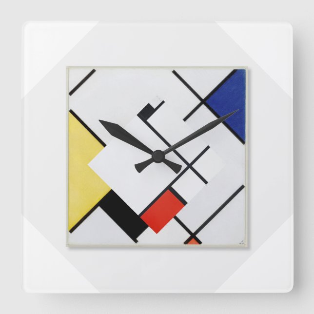 Relógio de Arte Moderna Piet Mondrian (Frente)