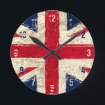 Relógio de bandeira inglesa - Kook Art - Relógio d<br><div class="desc">Esta bandeira inglesa e este relógio do estilo da arte. É muito elegante e imagino que este relógio de parede pareceria excelente numa parede em sua casa. É muito Art Deco. Também seria um presente excelente para um casamento ou para qualquer um que ama Art Deco.</div>