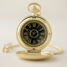 Relógio de bolso preto Dourado