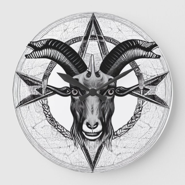 Relógio de Cabeça Monocromática do Baphomet (Frente)