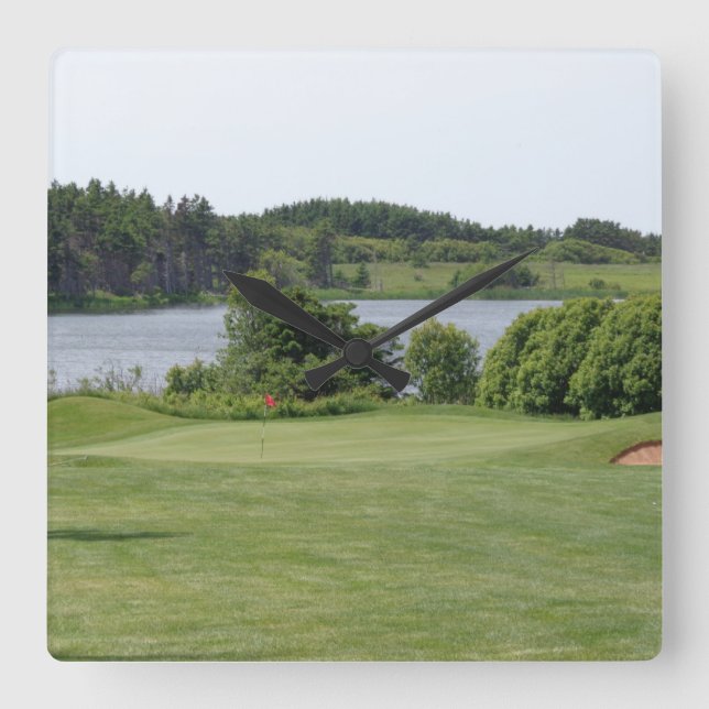 Relógio de cena de golfe ao quadrado (Frente)