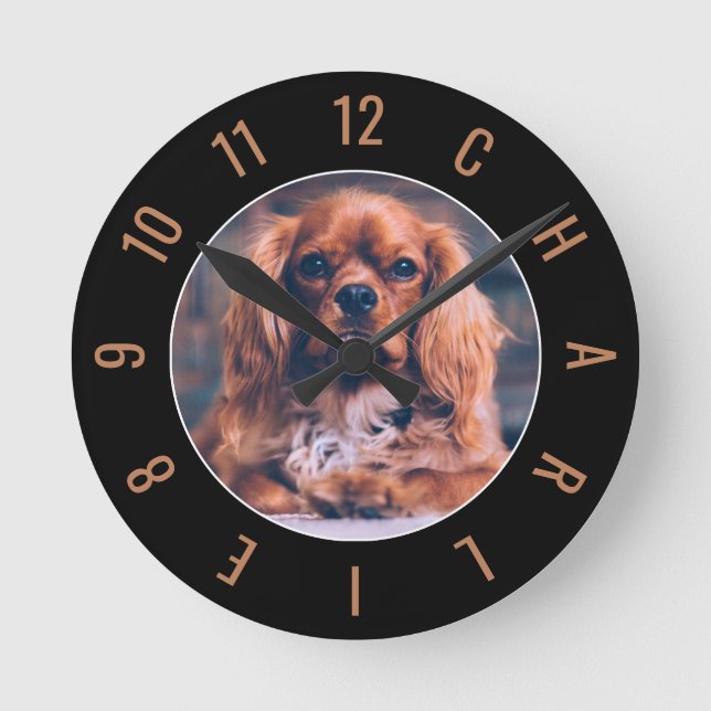 Relógio de Charlie - Puppy Name Round Clock (Frente)