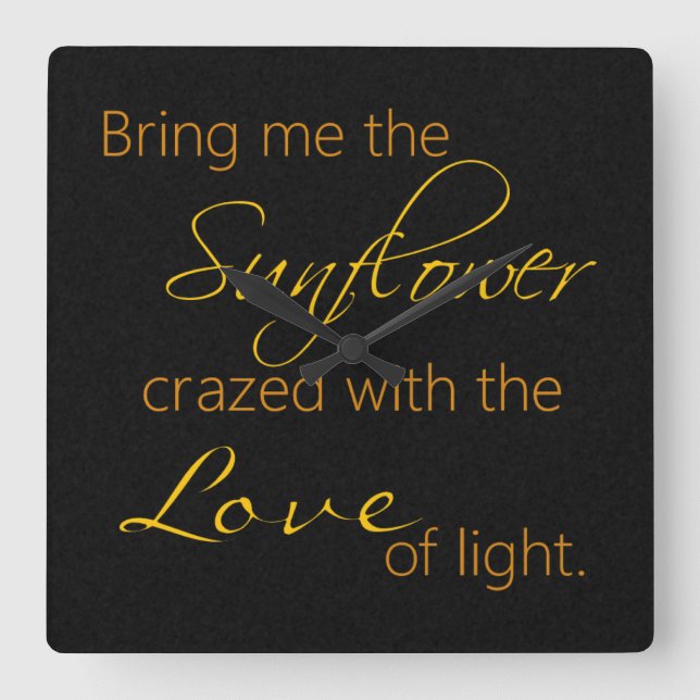 Relógio de citação de girassol preto (Frente)