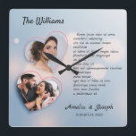 Relógio de colagem de fotos elegante com texto<br><div class="desc">Personalizável relógio de casamento da colagem de fotos elegante com texto.</div>