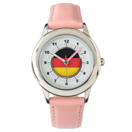 Relógio de couro rosa com bandeiras do Kid na Alem