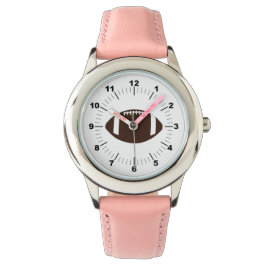 Relógio de couro rosa de futebol infantil