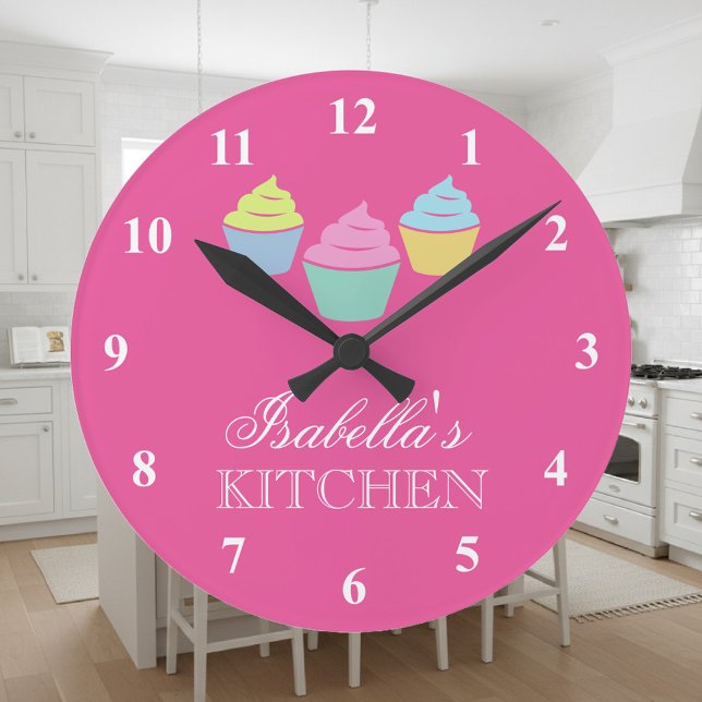 Relógio de cozinha de cupcake rosa-bonito (pink cupcake clock)