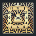 Relógio de Deco de Arte Elegante<br><div class="desc">Este relógio do Art Deco Style parece muito elegante e eu poderia imaginar que este relógio de parede pareceria fantástico numa parede em sua casa. Eu criei este relógio com elegância em mente. É muito Arte Deco em preto e ouro. Isso também seria um presente adorável para um casamento ou...</div>