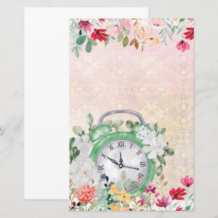 Relógio de decupagem em aquarela floral papel de s