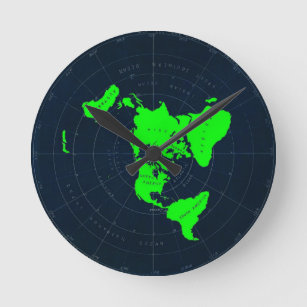 Relógio de Disco do Mapa da Terra Plano