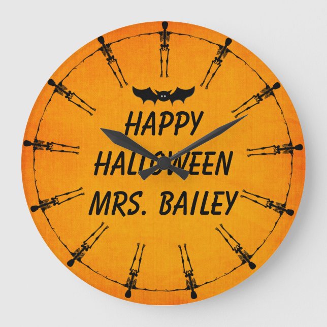 Relógio de Esqueleto do Halloween Personalizado (Frente)