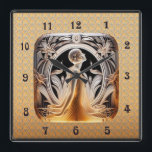 Relógio de Estilos de Arte Deco Lalique.<br><div class="desc">Eu criei este belo relógio quadrado do estilo "Lalique" Art Deco. O belo centro foi Gerado por Ai. Eu adicionei uma fonte Lalique em um fundo complementar e transformei isso em um belo relógio quadrado para sua casa. Este relógio é de 10 x 10 polegadas.</div>