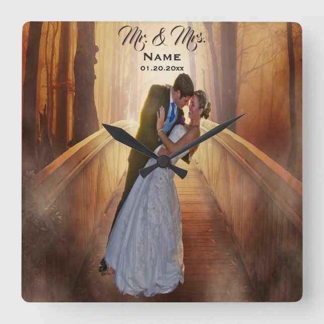 Relógio de Foto de Casamento Personalizado (Frente)