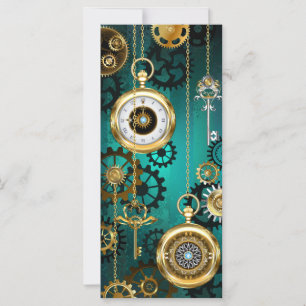 Relógio de Joia Steampunk em um Fundo Verde