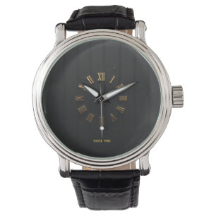 Relógio de Luxo Preto Fosco e Numeral Romano Doura