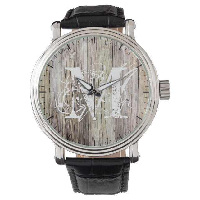 Relógio De Madeira Rústica Monograma (Frente)