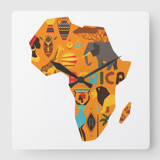Relógio de Mapa da África (Frente)