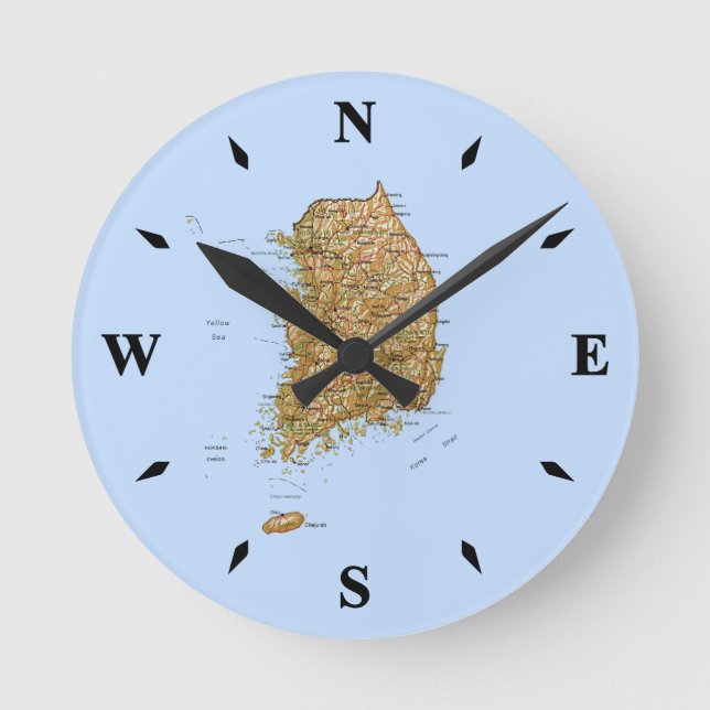 Relógio de Mapa da Coreia do Sul (Frente)