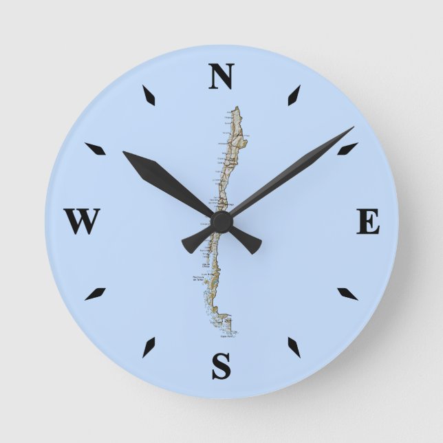 Relógio de Mapa do Chile (Frente)