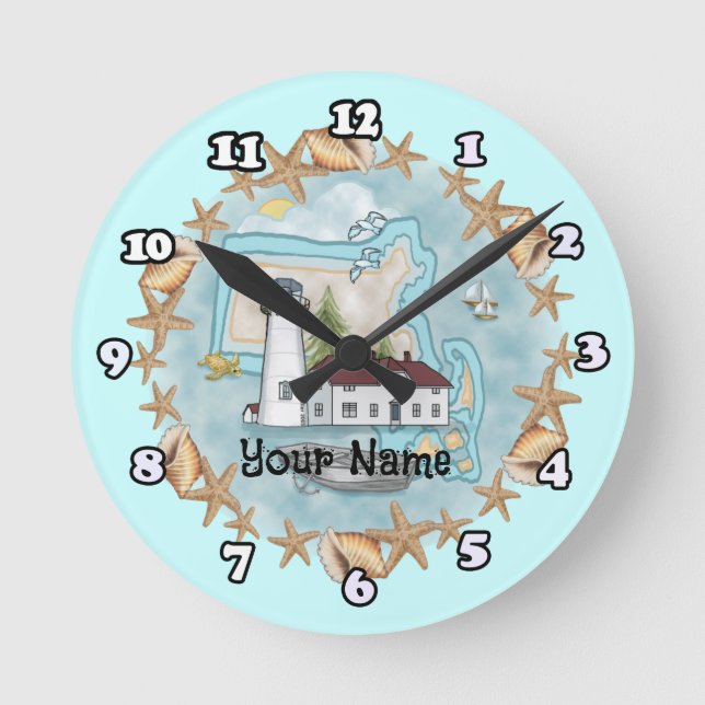 Relógio de Massachusetts Shells Lighthouse (Frente)