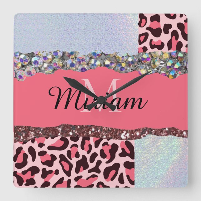 Relógio de Monograma Dourado, Rosa feminino, rosa (Frente)