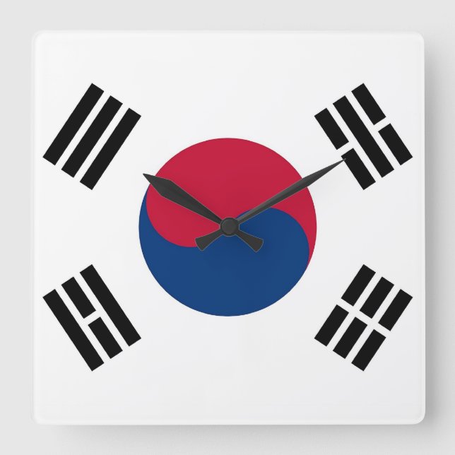 Relógio de Muro com Bandeira da Coreia do Sul (Frente)