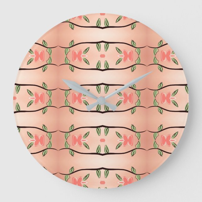 Relógio de na moda com coral e preto-tinta (Frente)