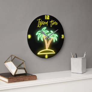 Relógio de Neon Faux Time da Ilha Personalizável