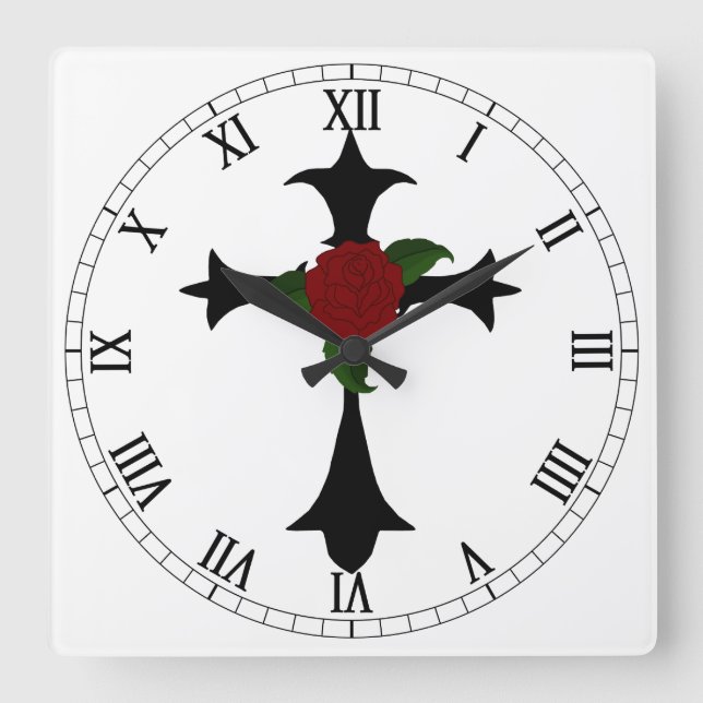 Relógio de Numerais Romanos Tribais Pretos (Frente)