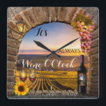 Relógio de Paisagem de Vinho<br><div class="desc">É sempre o relógio artístico do Wine O'Clock com uma garrafa de vinho, copos, uvas, lanterna e girassol num arco romano, com vista para uma pintura de paisagem vinícola. Os números de relógio estão em um arquivo separado e podem ser excluídos se você não precisar deles. Para todas as opções,...</div>