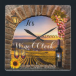 Relógio de Paisagem de Vinho<br><div class="desc">É sempre o relógio artístico do Wine O'Clock com uma garrafa de vinho, copos, uvas, lanterna e girassol num arco romano, com vista para uma pintura de paisagem vinícola. Os números de relógio estão em um arquivo separado e podem ser excluídos se você não precisar deles. Para todas as opções,...</div>
