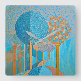 Relógio de parede Abstrato da árvore azul