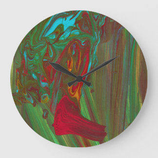 Relógio de Parede Abstrato Vermelho Ousado Verde D