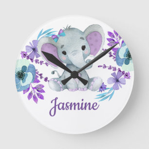 Relógio de Parede Acrílica de Turquesa Roxa, redon