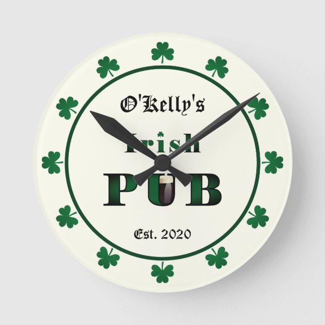 Relógio de Parede Acrílica do Bar Pub Irlandês (Frente)