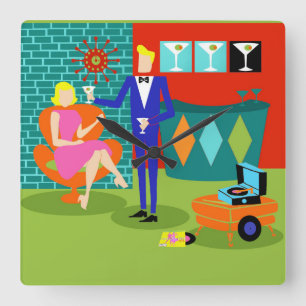 Relógio de Parede Acrílica do Casal Martini Retroa