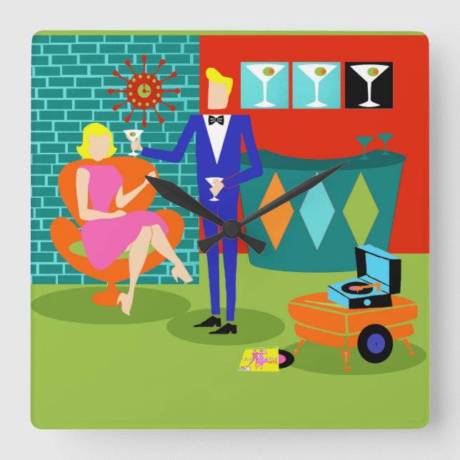 Relógio de Parede Acrílica do Casal Martini Retroa (Frente)