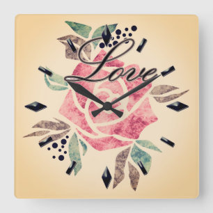 Relógio de Parede Acrílico Mosaico romântico textu