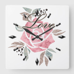 Relógio de Parede Acrílico Mosaico romântico textu