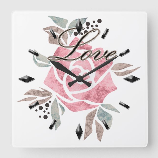 Relógio de Parede Acrílico Mosaico romântico textu (Frente)