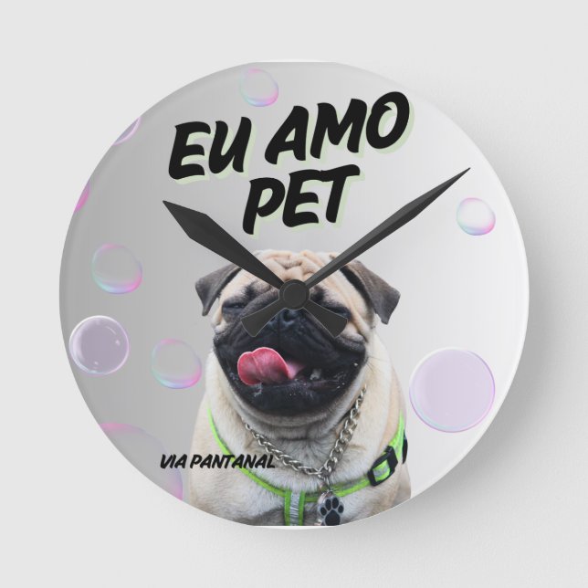 Relógio de parede acrílico redondo de 20,32 cm Pet (Frente)